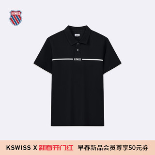 盖世威（K·SWISS）【谢霆锋同款】男POLO衫 24春季 百搭吸湿快干短袖 109867 008正黑色 M