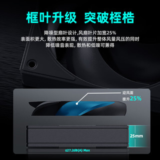 ID-COOLING 12CM机箱风扇 黑色无光  4PIN公母头接口 PWM温控散热 适用电脑CPU水冷风冷散热器改装 AS-120-K