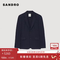 SANDRO2024早春男装日常商务通勤平驳领西装外套SHPVE00933 深蓝色 48