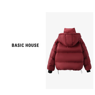 百家好（Basic House）新年红色高品质90鸭绒加厚羽绒服女秋冬新年保暖230克重 黑色 S（85-120斤）