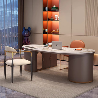 优卡吉岩板茶桌椅现代客厅办公室茶台套装WY-CZ10 2.2米单桌+4主人椅 2.2米茶桌+主椅*4
