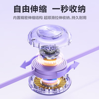 品胜 充电线三合一伸缩数据线6a/5a快充66W一拖三多头车载线适用华为mate60小米安卓typec手机苹果1514