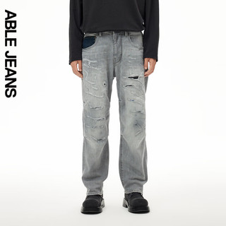 ABLE JEANS【直筒滑板裤】24春季男士裤子风暴重工洗水牛仔裤 烟灰 28/30