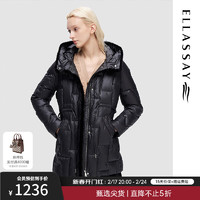 ELLASSAY歌力思休闲连帽收腰羽绒服女EWD344L03300 经典黑 M