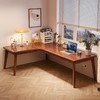 锦需 实木转角电脑桌台式L型家用办公桌子卧室简约拐角学习书桌椅组合 桌+椅（120+180）