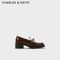 CHARLES&KEITH24春季CK1-60580289英伦风一脚蹬粗跟乐福鞋女 Dark Brown深棕色 36