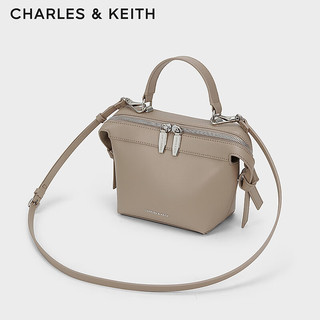 CHARLES&KEITH24春简约纯色拉链式手提包斜挎包女CK2-50782313 Taupe灰褐色 S