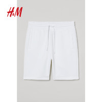 H&M 男装卫裤 运动裤休闲抽绳短裤0956308 白色 180/106A