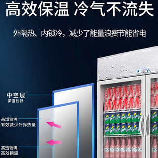 苏勒风冷饮料展示柜商用啤酒冰箱冷柜立式冷藏保鲜柜双门三门冰柜   双门－风直冷【下机组】