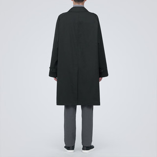 MUJI 無印良品 无印良品（MUJI）男式 不易沾水 立领大衣 长款外套 ADB60C3A风衣外套男 男士风衣 黑色 XL(180/104A)