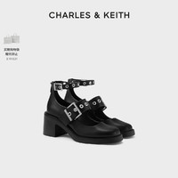 CHARLES & KEITH CHARLES&KEITH24;春新款CK1-60380016铆钉腕带粗跟玛丽珍鞋高跟鞋