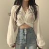 紫伶语 韩国chic法式小众设计感后背系春季短款衬衫上衣女 白色 M