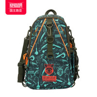 国王路亚路亚包多功能斜挎包双肩钓鱼背包耐磨防水布渔具包 新鸦青色 路亚双肩包-新鸦青色