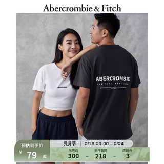 Abercrombie & Fitch 男装女装 美式复古休闲装宽松Logo圆领短袖T恤 329148-1 深灰色 XL (180/116A)