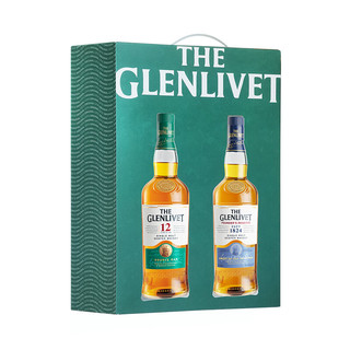 格兰威特（Glenlivet）创始人单一麦芽威士忌年货好礼 礼盒入门洋酒700ml 12年+创始人700ml双瓶礼盒