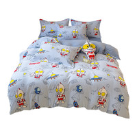 艾云 奥特曼卡通牛奶绒四件套珊瑚法兰绒床单床笠被套儿童床上用品冬季
