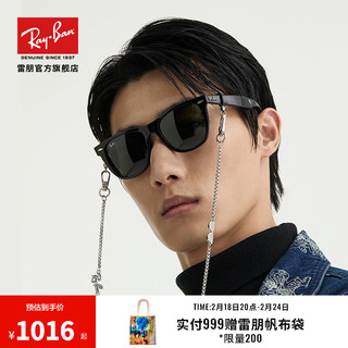 Ray-Ban 雷朋 Wayfarer徒步旅行者系列 男女款太阳镜 0RB2140F 901 黑色镜框绿色镜片 54mm