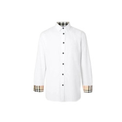 黑卡会员burberry博柏利奥莱burberry博柏利新款男士白色棉质长袖衬衫