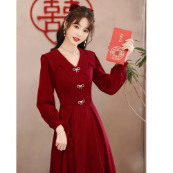 麦斯贝思特色女装_maisibeisi 麦斯贝思 敬酒服新娘酒红色小个子结婚