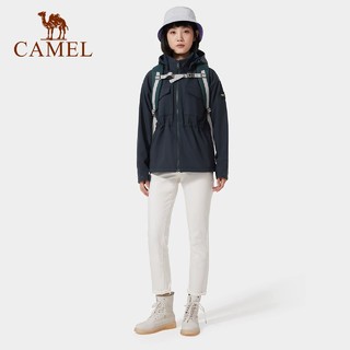 88VIP：CAMEL 骆驼 户外软壳衣女2023秋冬新款防水加厚运动休闲夹克健身短款外套