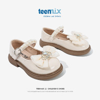天美意（TEENMIX）天美意童鞋女童小皮鞋黑色宝宝单鞋子儿童公主鞋大童 米色 29码
