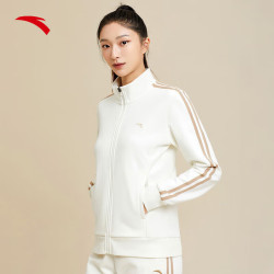 anta安踏修身显瘦运动服女子秋冬款针织运动上衣抓绒拉链开衫卫衣外套
