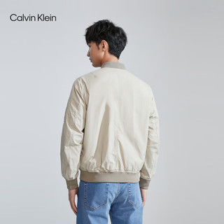 Calvin Klein Jeans春秋男士简约刺绣方标休闲棒球领飞行员单夹克J323578 PED-奶咖色 L