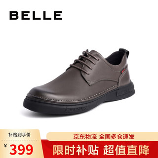 BeLLE 百丽 商务皮鞋男商场同款牛皮革休闲皮鞋A0512CM1 灰色2 42