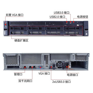 联想（Lenovo）SR588 双路2U机架式服务器主机 1颗4210R(10核 2.4G） 32G丨960G+3块4T企业级丨RAID5