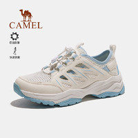 骆驼（CAMEL）户外徒步鞋女防滑耐磨登山鞋女爬山运动透气男鞋 F24B303066 白/浅蓝，女 37