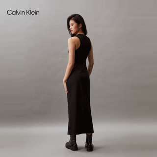 Calvin Klein Jeans24春夏女士复古摩登简约刺绣无袖修身长裙J223343 BEH-太空黑 S