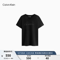 Calvin Klein Jeans24春夏男士休闲通勤简约字母纯棉圆领短袖T恤40BC812 BAE-太空黑 S