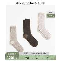 Abercrombie & Fitch 男装套装 3双装美式复古日常休闲百搭潮流舒适中筒袜 328427-1 棕色和灰褐色 ONE SIZE