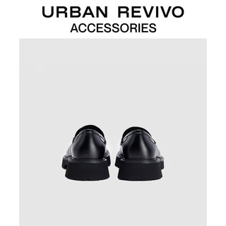 URBAN REVIVO2024春季新款男士经典商务通勤皮质单鞋UAMS40013 黑色 39