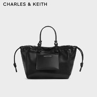 CHARLES & KEITH CHARLES&KEITH24春柔软大容量托特包牛仔手提包女CK2-30671602 Noir黑色 M