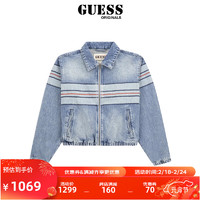 GUESS  Originals 24年女士条纹收下摆牛仔外套-W4GG56D4XY0 F7WO-浅蓝色 L