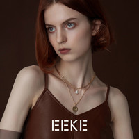 EEKE 珍珠项链女纯银锁骨链小众设计感巴洛克吊坠新款轻奢颈链