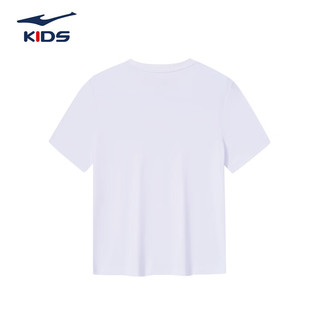 鸿星尔克儿童装男童速干短袖t恤夏季短T男生夏装运动半袖T恤 正白 170cm