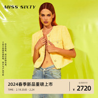 MISS SIXTY2024春季新款短款呢料外套女温柔黄色轻奢气质小香风 黄色