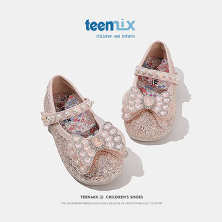 TEENMIX 天美意 女童水晶鞋公主2024春季儿童皮鞋水钻演出单鞋