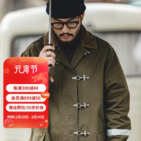马登 MADEN工装 美式复古中长款员风衣外搭过膝反光条大衣男外套 军绿色 XXL
