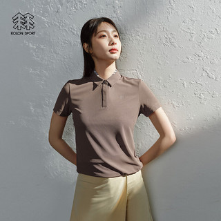 KOLON SPORT/可隆POLO衫 女子户外休闲运动吸湿速干翻领打底短袖T恤 LKPT4MTT02-BR 棕色 155/XS