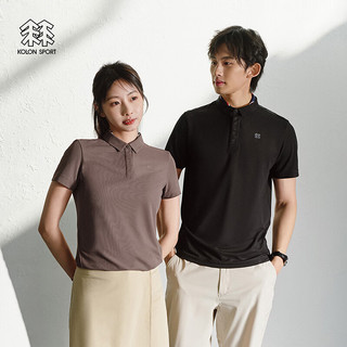 KOLON SPORT/可隆POLO衫 女子户外休闲运动吸湿速干翻领打底短袖T恤 LKPT4MTT02-BR 棕色 155/XS