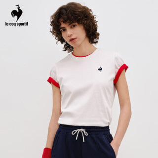 乐卡克法国公鸡女款2024春季三色系列短袖T恤L241WCNA0316 象牙白色/A02 XL