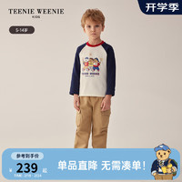 Teenie Weenie Kids小熊童装24早春男童撞色插肩印花长袖T恤 象牙白 120cm