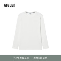 AIGLE艾高长袖T恤2024年早春男士DFT速干凉爽排汗户外防晒 粉白色 AW082 XXL(190/104A)