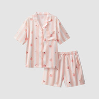 蕉内丝丝520H超级市场睡衣男女士夏季冰丝凉感短袖短裤长裤家居服套装 【短袖短裤女】陶粉条纹-水蜜桃 XXXL