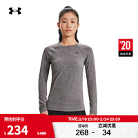 安德玛（UNDERARMOUR）Authentics女子保暖透气圆领训练运动长袖T恤1368701 灰色019 M