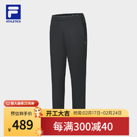 FILA 斐乐男士梭织长裤简约基础篮球运动裤 深黑-BK 175/84A/L