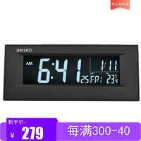 SEIKO日本精工时钟插电式电源电池供电常亮液晶显示温度日历电子小闹钟 QHL081K黑色